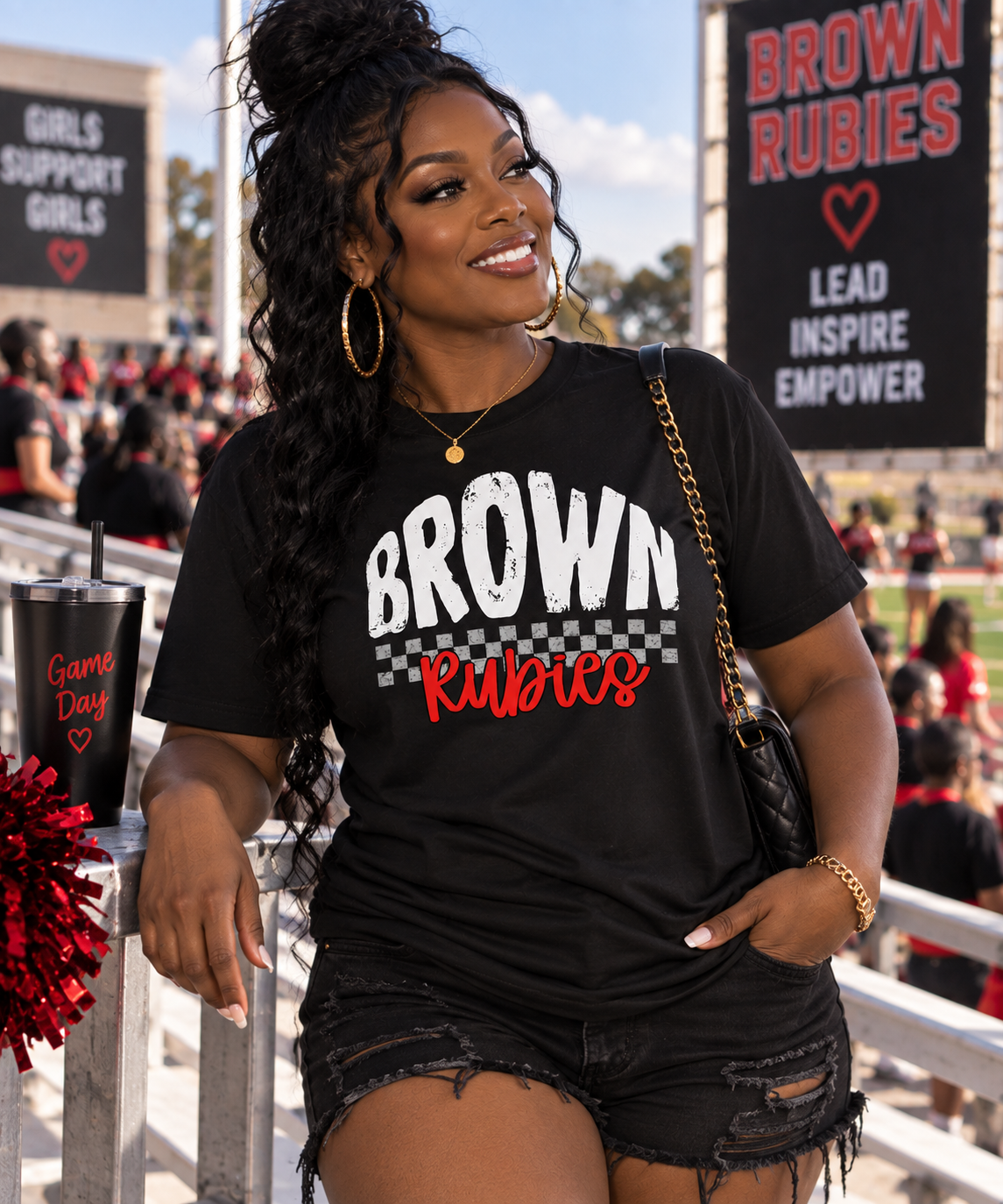 Brown Rubies Retro Checkered Spirit Tee