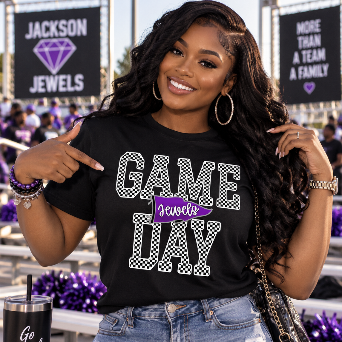 Jackson Jewels Checkered Game Day Spirit Tee