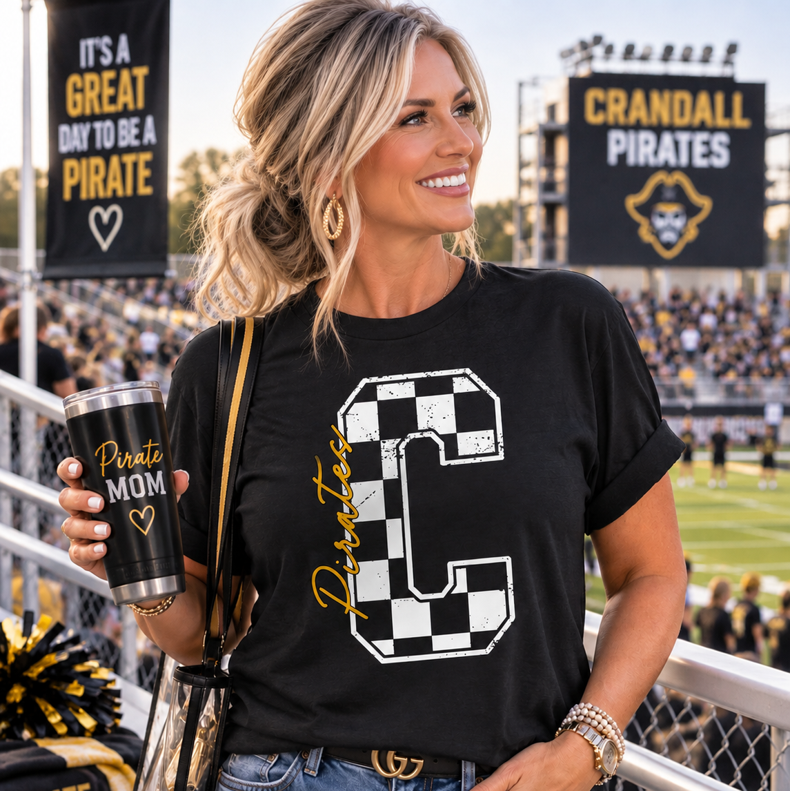 Crandall Pirates Checkered C Spirit Tee