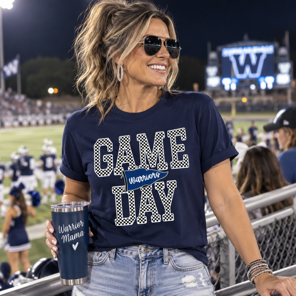 Warren Warriors Distressed Checkered Spirit Tee