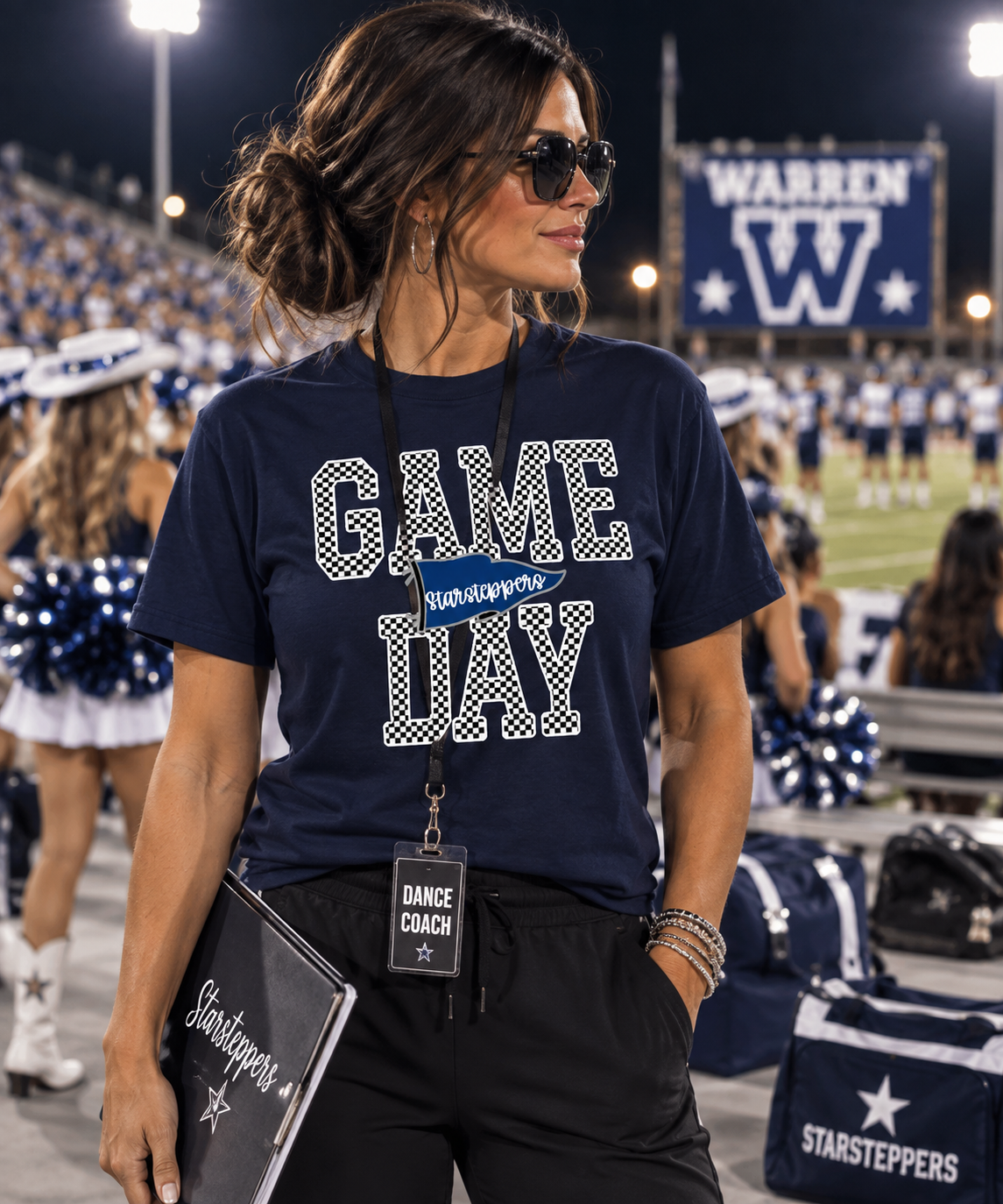 Starsteppers Checkered Game Day Spirit Tee