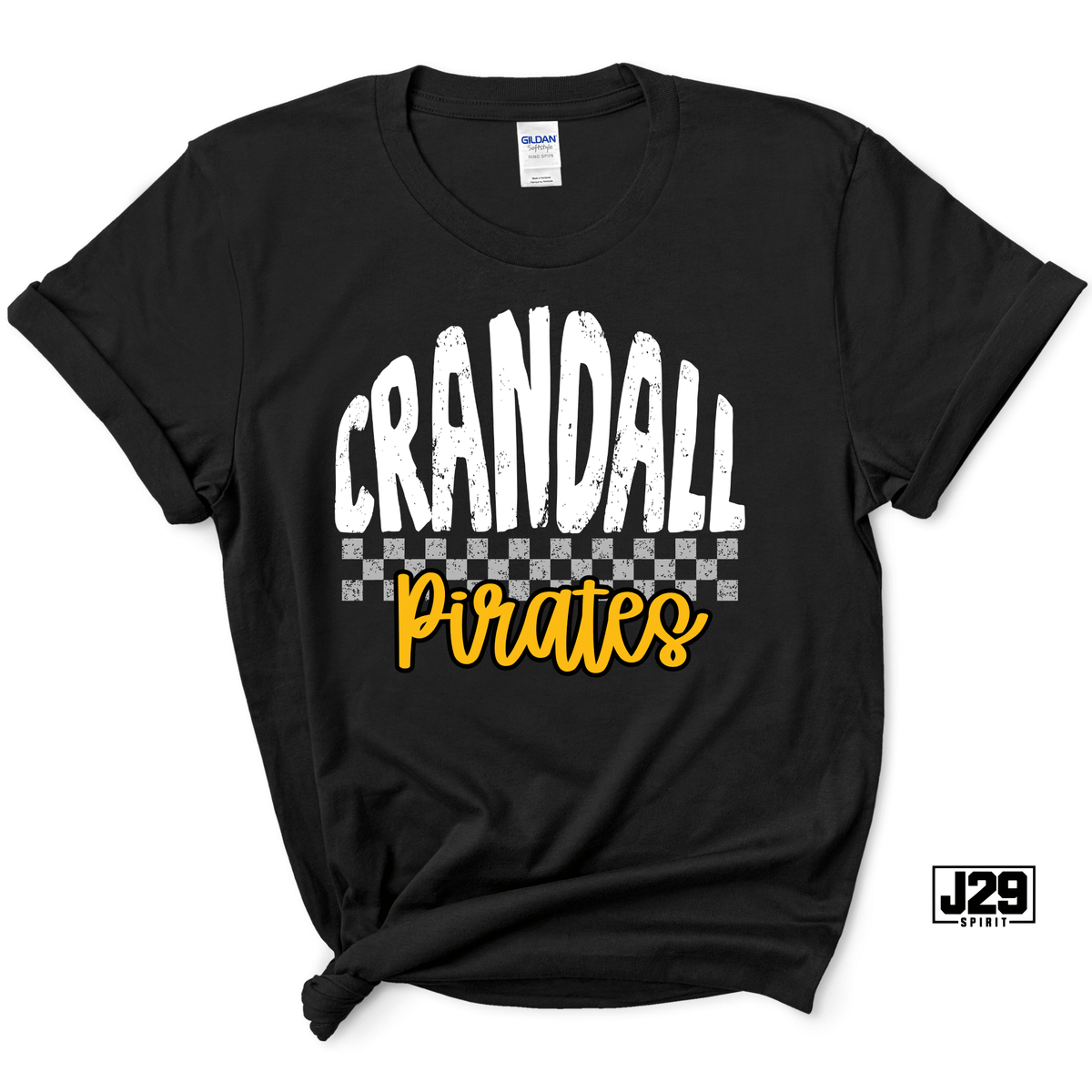 Crandall Pirates Retro Checkered Spirit Tee 🏴‍☠️💛