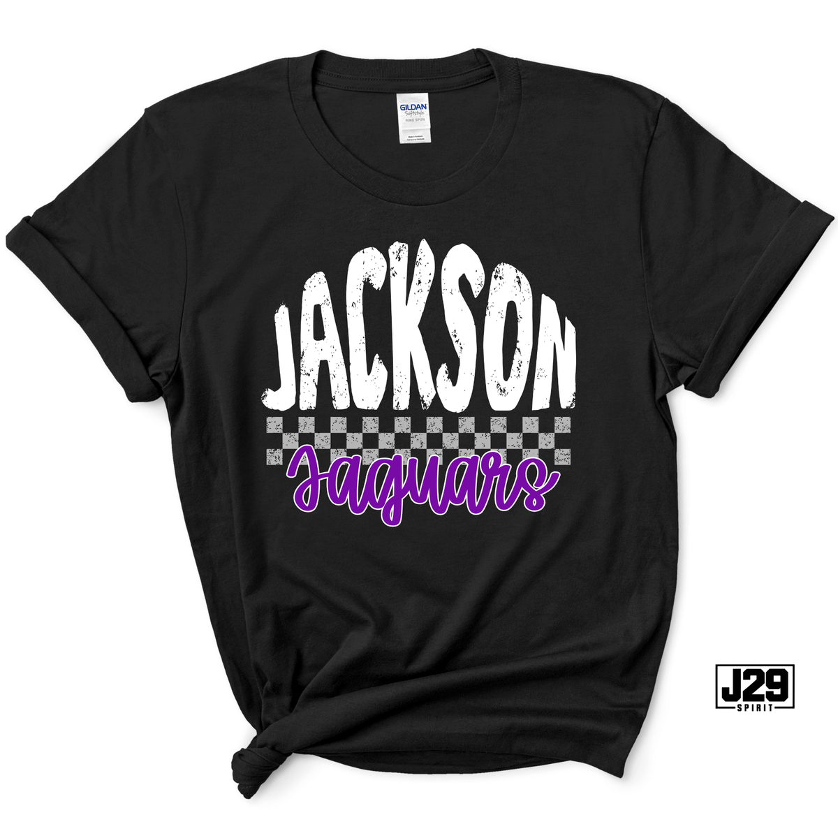 Jackson Jaguars Distressed Checkered Spirit Tee