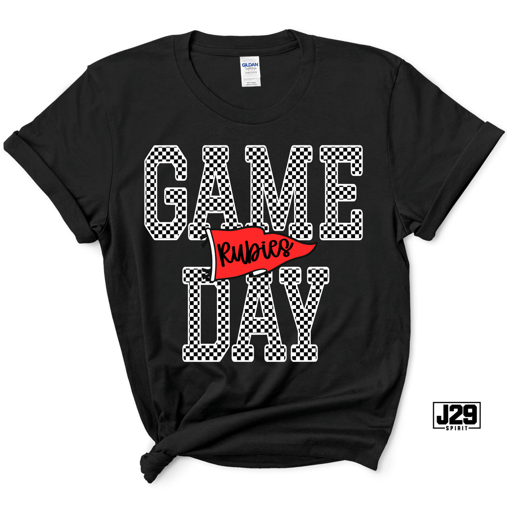 Brown Rubies Checkered Game Day Spirit Tee