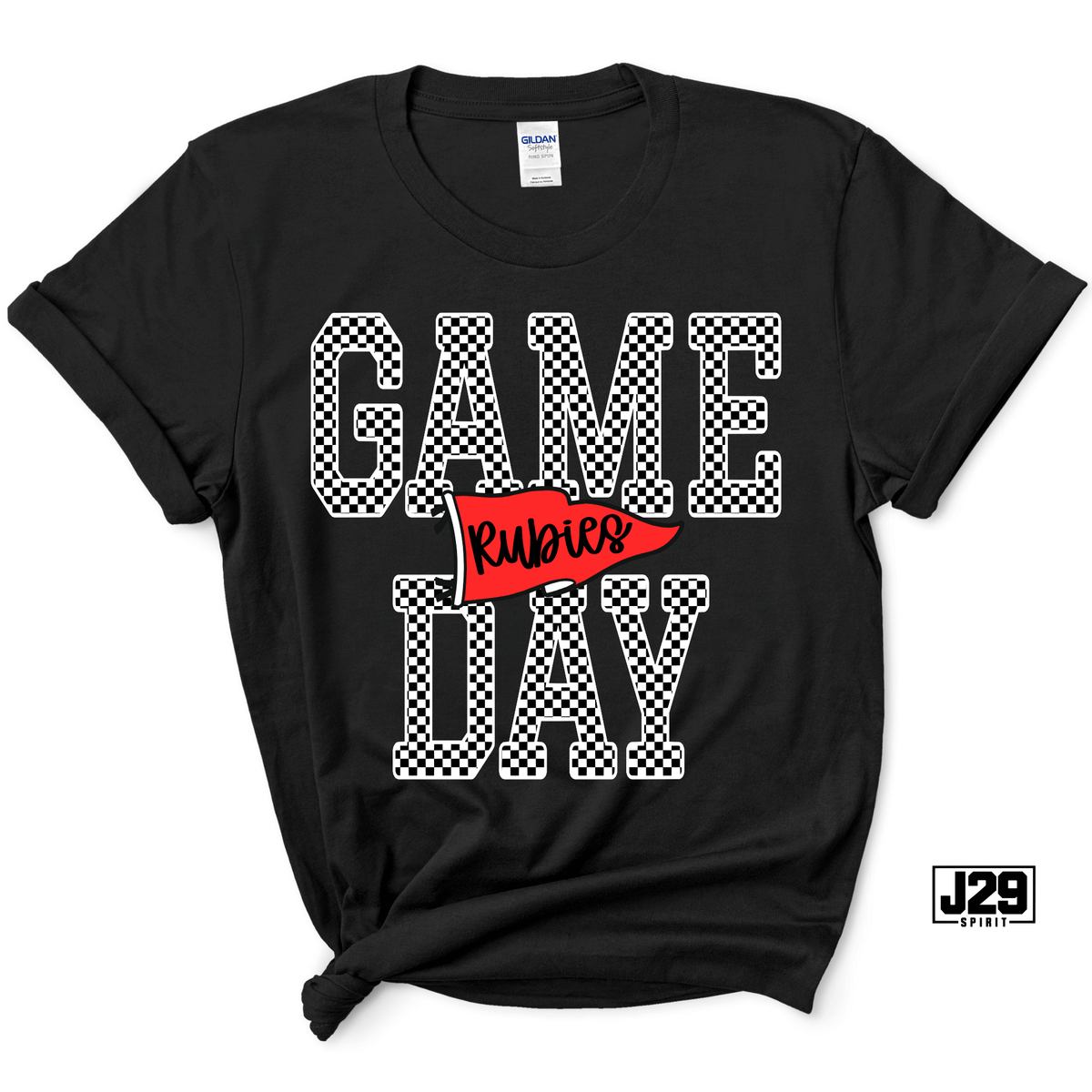 Brown Rubies Checkered Game Day Spirit Tee