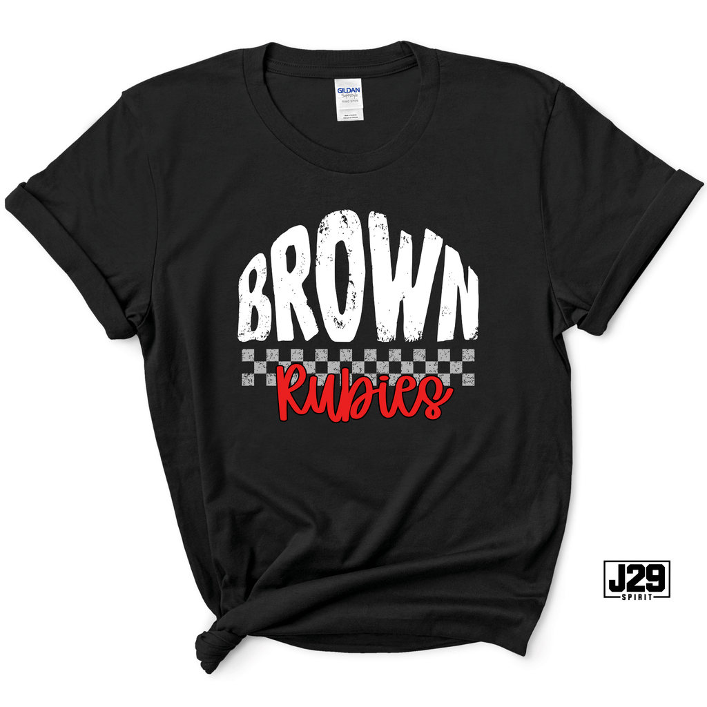 Brown Rubies Retro Checkered Spirit Tee
