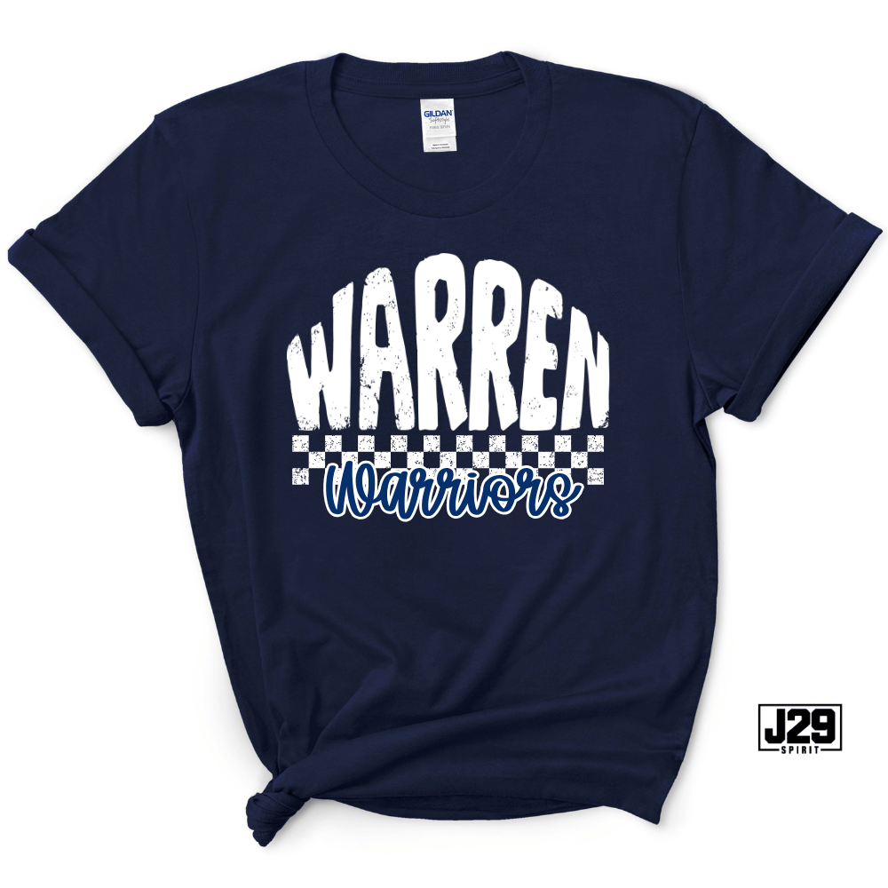 Warren Warriors Distressed Checkered Spirit Tee