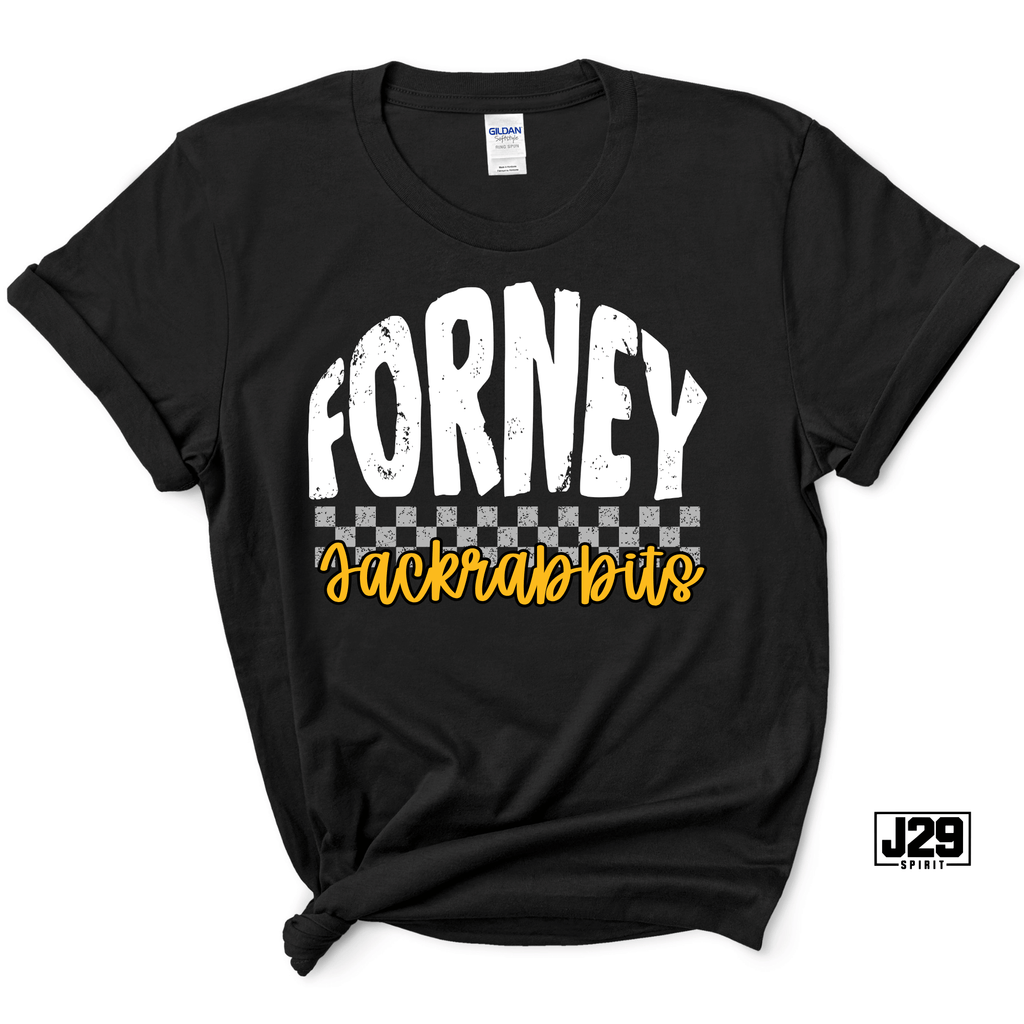 Forney Jackrabbits Retro Checkered Spirit Tee